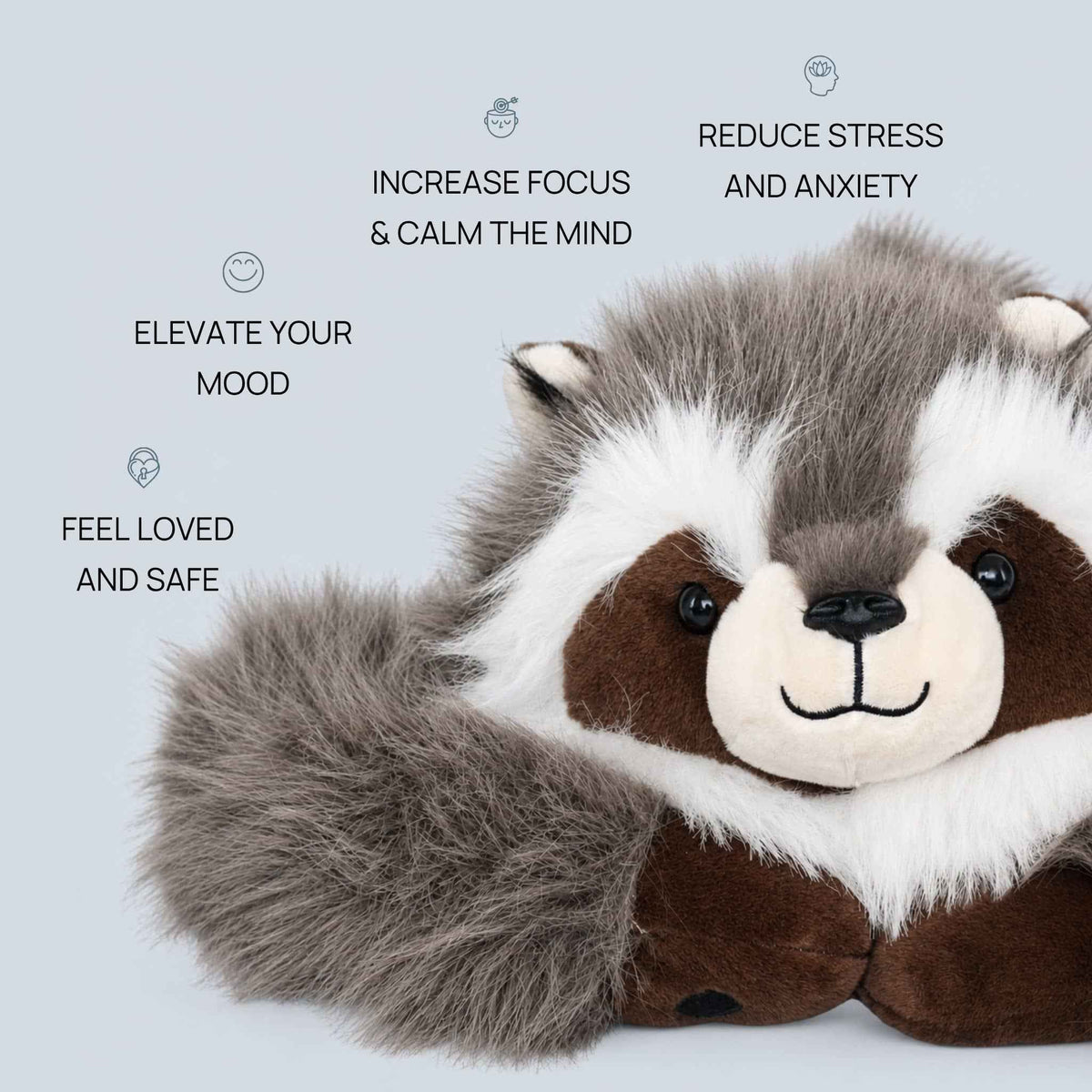 Raccoon Plush Toy Extra-Long Weighted Arms Comforting Hug Design