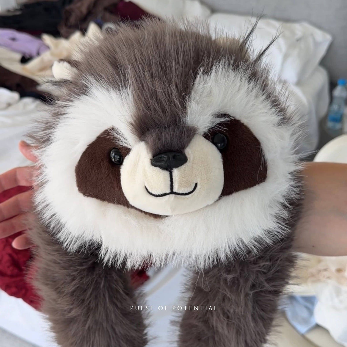 Raccoon Plush Toy Extra-Long Weighted Arms Comforting Hug Design