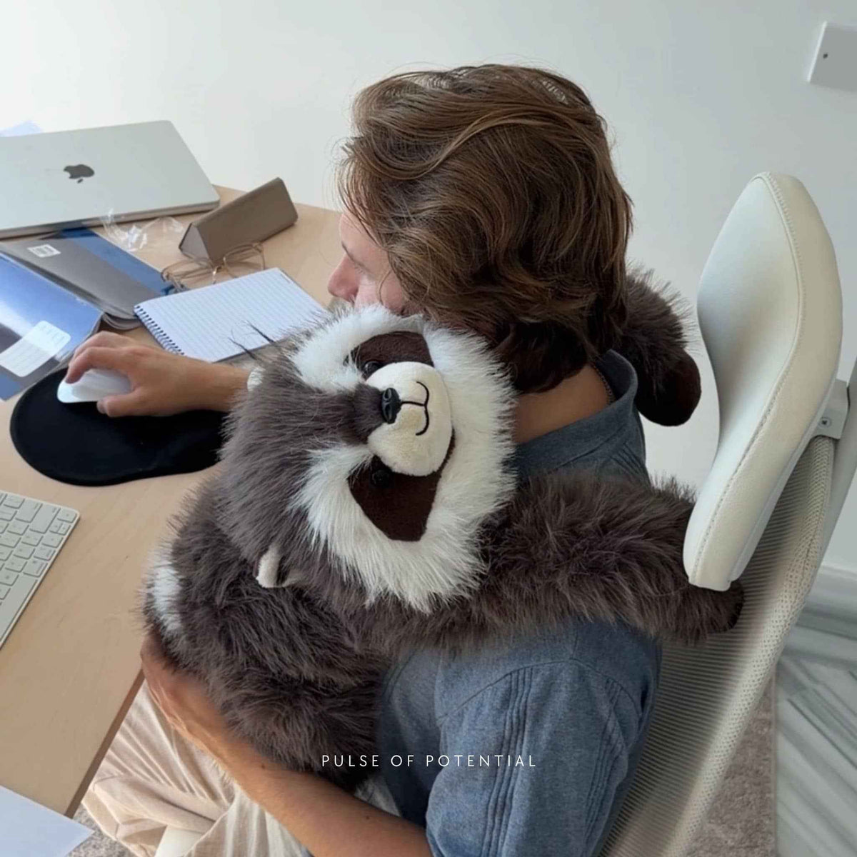 Raccoon Plush Toy Extra-Long Weighted Arms Comforting Hug Design