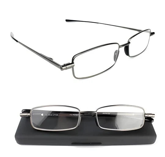 Reading Glasses Compact Folding Design Slim Carrying Case