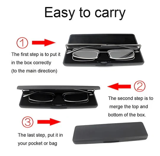 Reading Glasses Compact Folding Design Slim Carrying Case