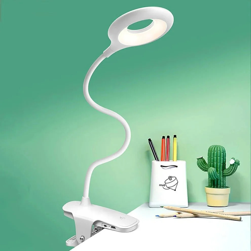 Reading Lamp Clip-On Flexible Neck Dimmable USB-Powered