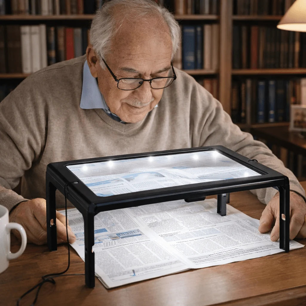 Reading Magnifier 3× Magnification LED Lighting Foldable Hands-Free
