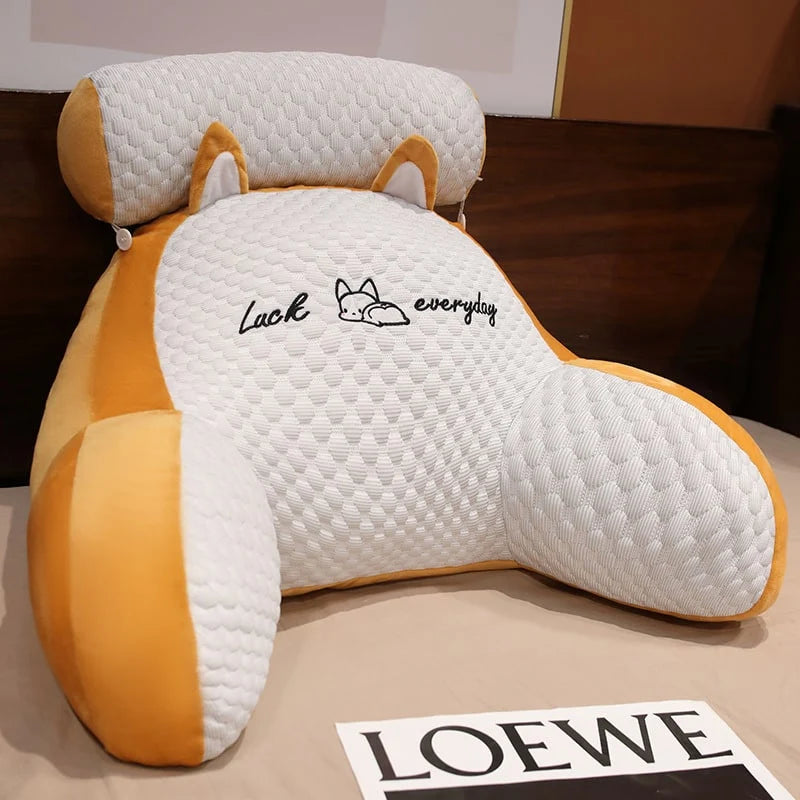 Reading Pillow Wedge Backrest Integrated Armrests Detachable Neck Roll