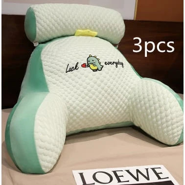 Reading Pillow Wedge Backrest Integrated Armrests Detachable Neck Roll