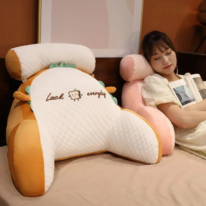 Reading Pillow Wedge Backrest Integrated Armrests Detachable Neck Roll