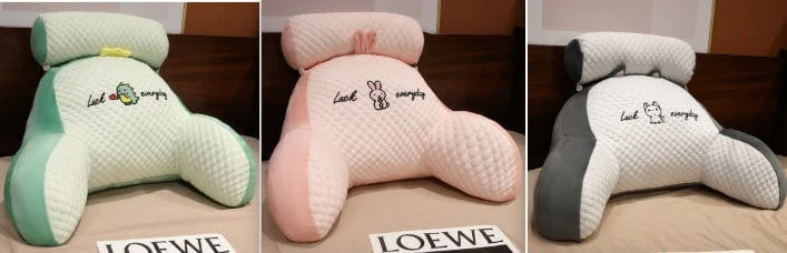 Reading Pillow Wedge Backrest Integrated Armrests Detachable Neck Roll