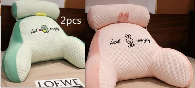 Reading Pillow Wedge Backrest Integrated Armrests Detachable Neck Roll