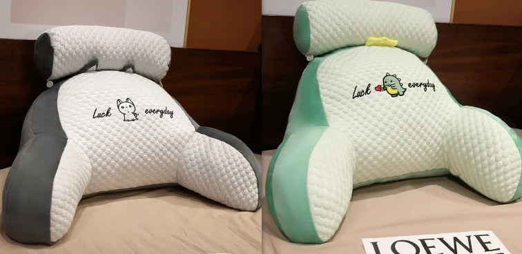Reading Pillow Wedge Backrest Integrated Armrests Detachable Neck Roll