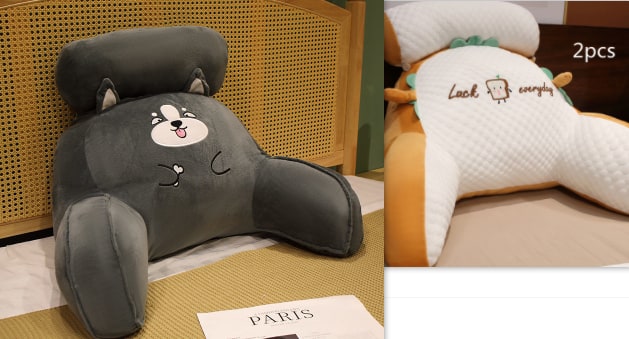 Reading Pillow Wedge Backrest Integrated Armrests Detachable Neck Roll