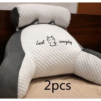 Reading Pillow Wedge Backrest Integrated Armrests Detachable Neck Roll