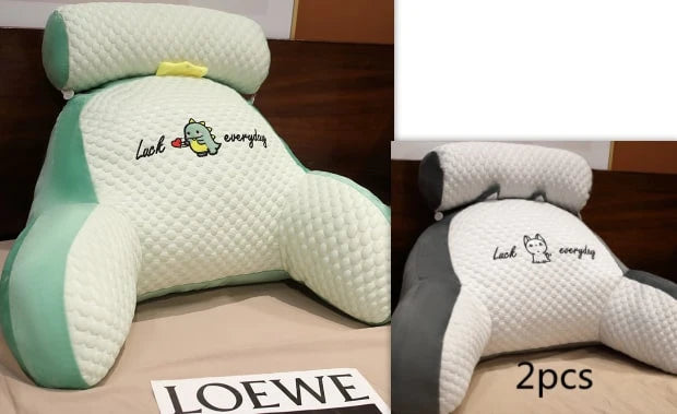 Reading Pillow Wedge Backrest Integrated Armrests Detachable Neck Roll