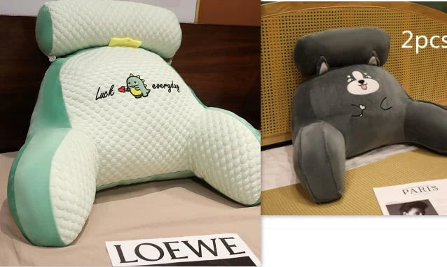 Reading Pillow Wedge Backrest Integrated Armrests Detachable Neck Roll