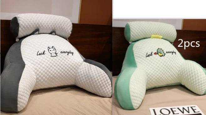 Reading Pillow Wedge Backrest Integrated Armrests Detachable Neck Roll