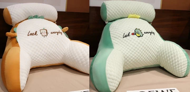 Reading Pillow Wedge Backrest Integrated Armrests Detachable Neck Roll