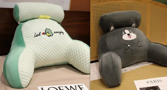 Reading Pillow Wedge Backrest Integrated Armrests Detachable Neck Roll