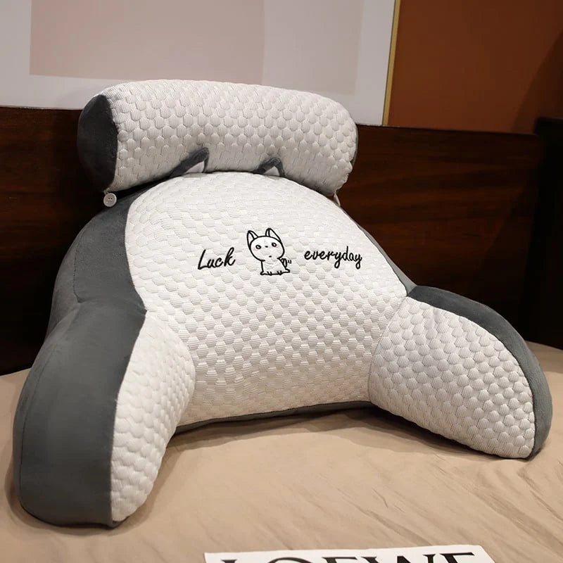 Reading Pillow Wedge Backrest Integrated Armrests Detachable Neck Roll
