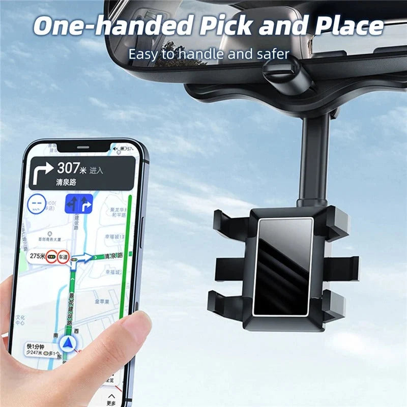 Rearview Mirror Phone Holder 360° Rotation Adjustable Grip