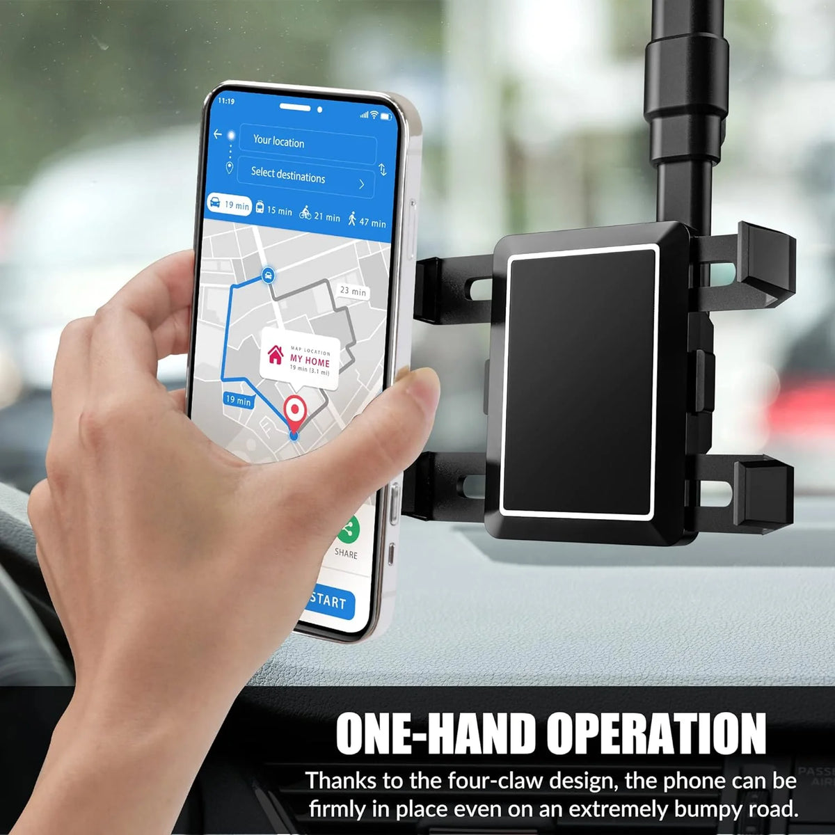 Rearview Mirror Phone Holder 360° Rotation Adjustable Grip