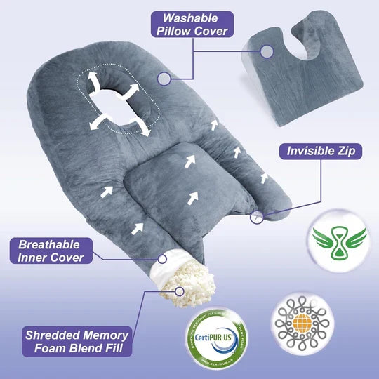 Recovery Pillow Face-Down Memory Foam Center Opening