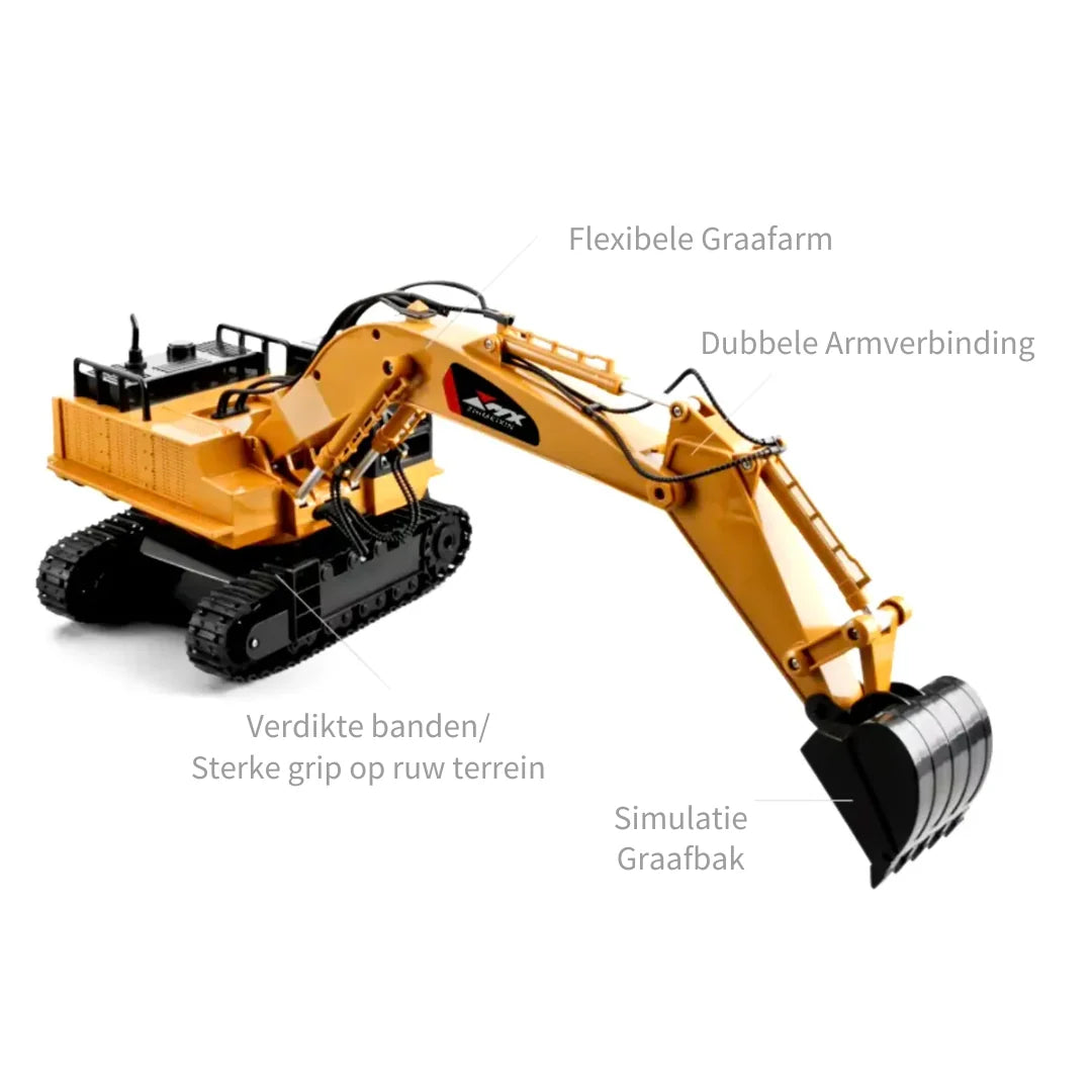 Remote-Controlled Excavator Toy 2.4 GHz 82 Ft Range 130-Minute Play Time