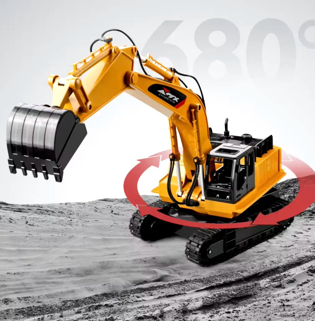 Remote-Controlled Excavator Toy 2.4 GHz 82 Ft Range 130-Minute Play Time