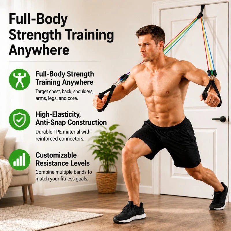 Resistance Band Set Stackable Adjustable With Door Anchor