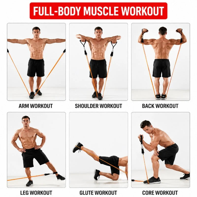 Resistance Band Set Stackable Adjustable With Door Anchor