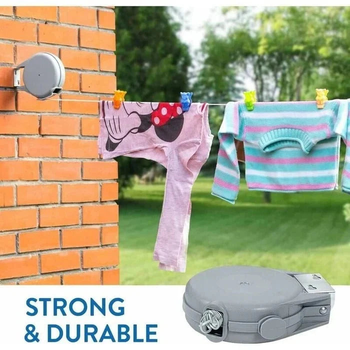 Retractable Clothesline 12 m Automatic Retraction & Swivel Base