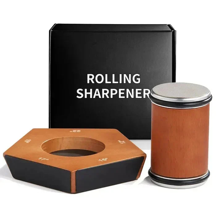 Rolling Knife Sharpener Diamond-Coated Wheel Angle Guide Non-Slip Base