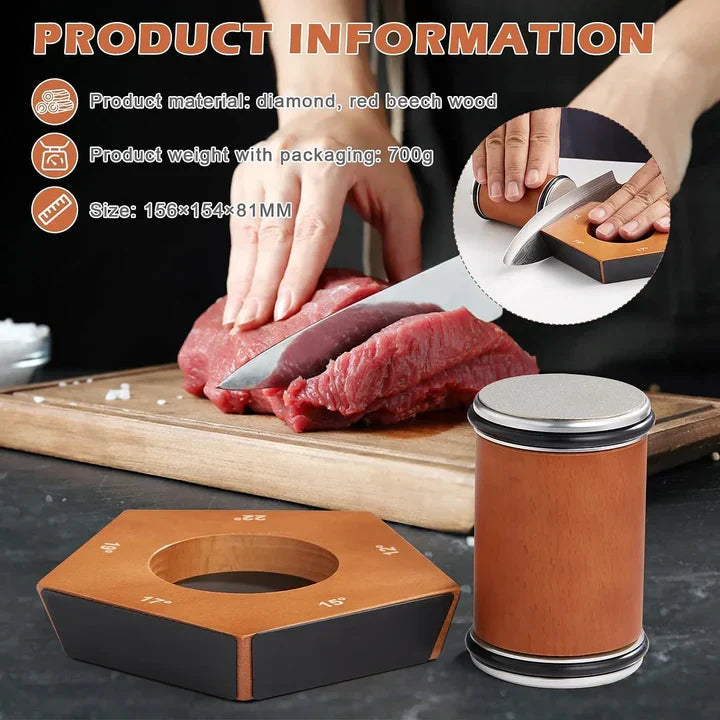 Rolling Knife Sharpener Diamond-Coated Wheel Angle Guide Non-Slip Base