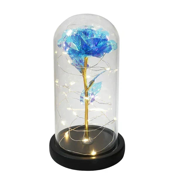 Rose Display Preserved Rose Clear Dome LED Lighted Base