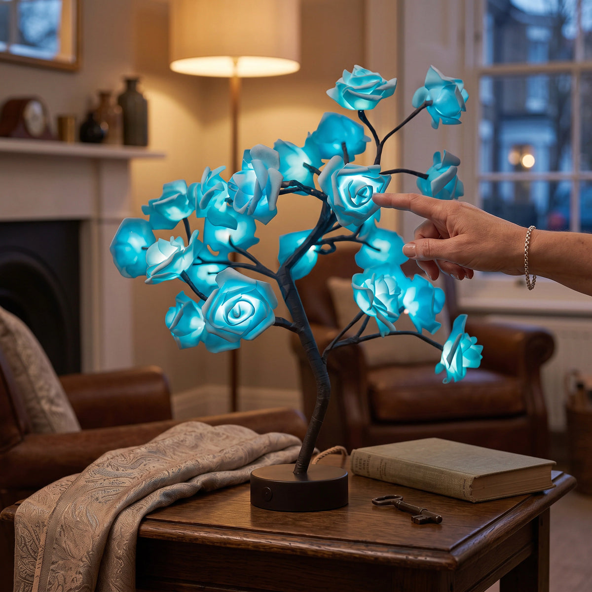 Rose Lamp Warm LED Light Stable Metal Base