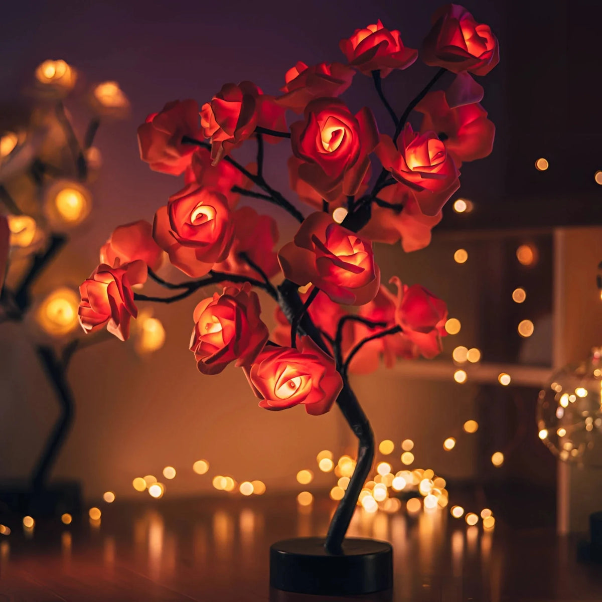 Rose Lamp Warm LED Light Stable Metal Base