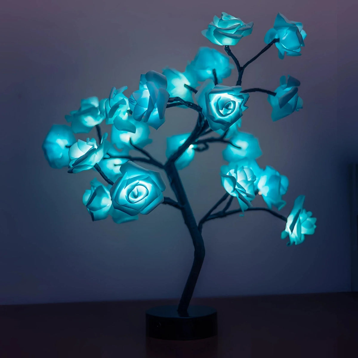 Rose Lamp Warm LED Light Stable Metal Base