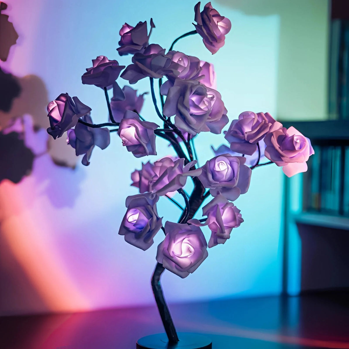 Rose Lamp Warm LED Light Stable Metal Base