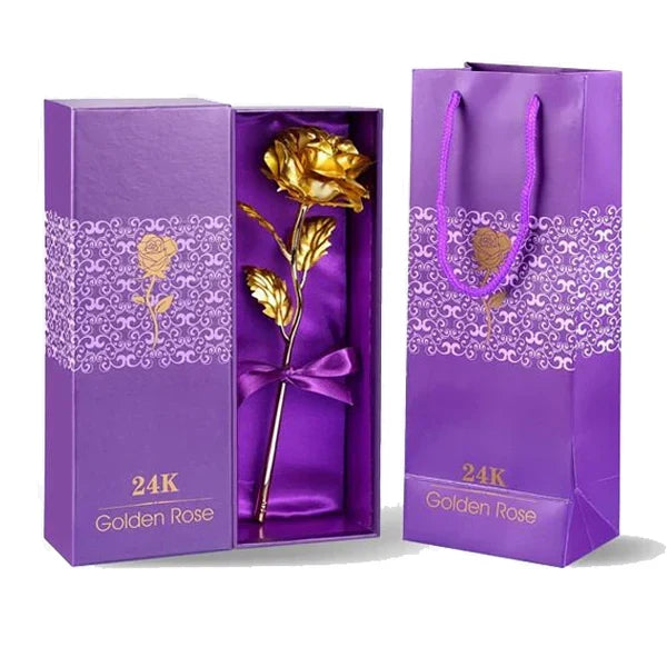 Rose Preserved With Gold Foil Gift Box