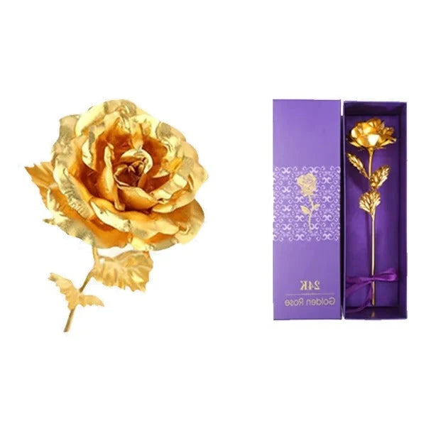 Rose Preserved With Gold Foil Gift Box