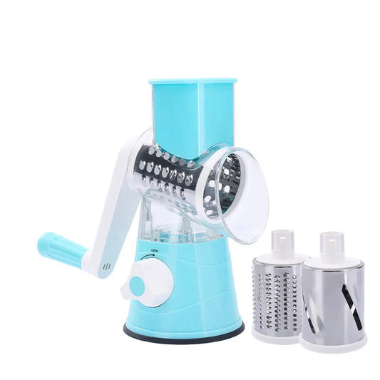 Rotary Vegetable Grater Stainless Steel 3-Blade Suction Base