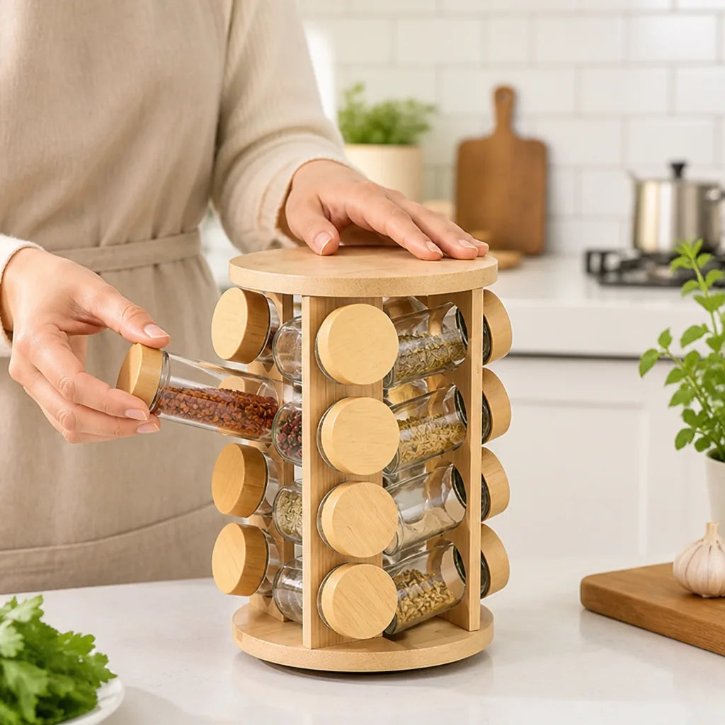 Rotating Spice Rack Stainless Steel 360 Degree Rotation