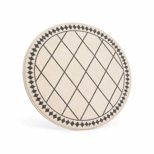 Round Rug Graphic Diamond Soft Short Pile