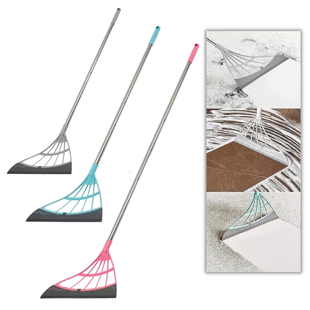 Rubber Broom Extendable Telescopic Handle Multi-Surface