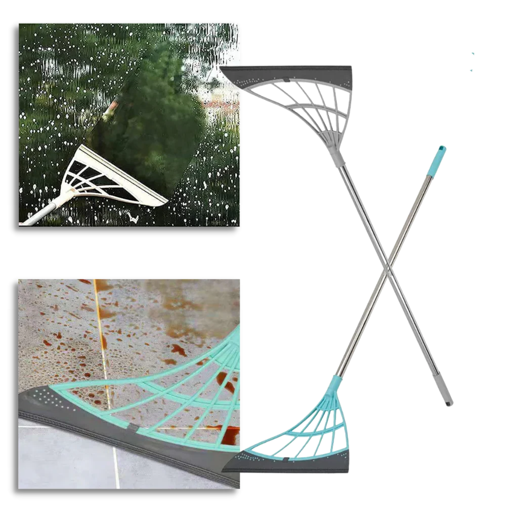Rubber Broom Extendable Telescopic Handle Multi-Surface