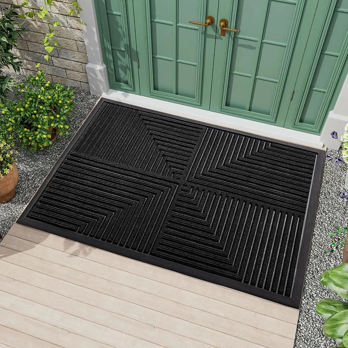 Rubber Door Mat Heavy-Duty Non-Slip Indoor & Outdoor Use