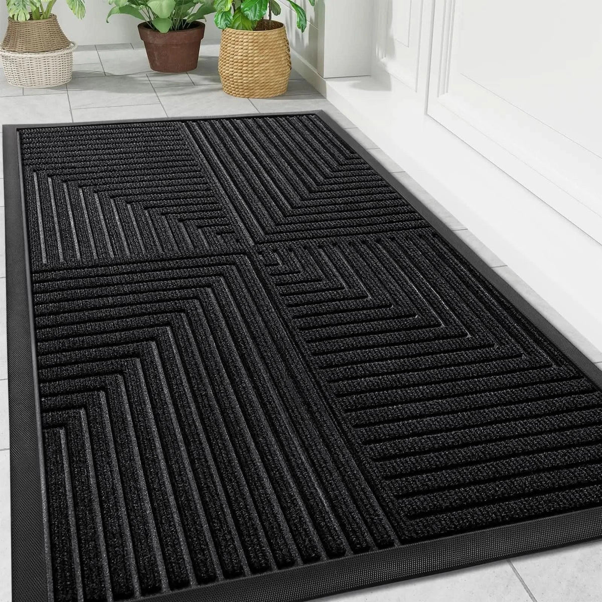Rubber Door Mat Heavy-Duty Non-Slip Indoor & Outdoor Use