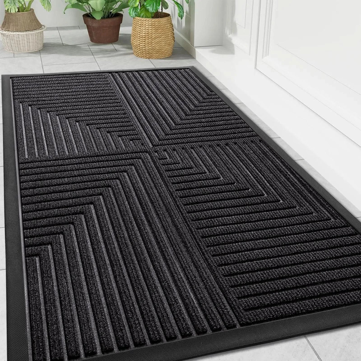 Rubber Door Mat Heavy-Duty Non-Slip Indoor & Outdoor Use
