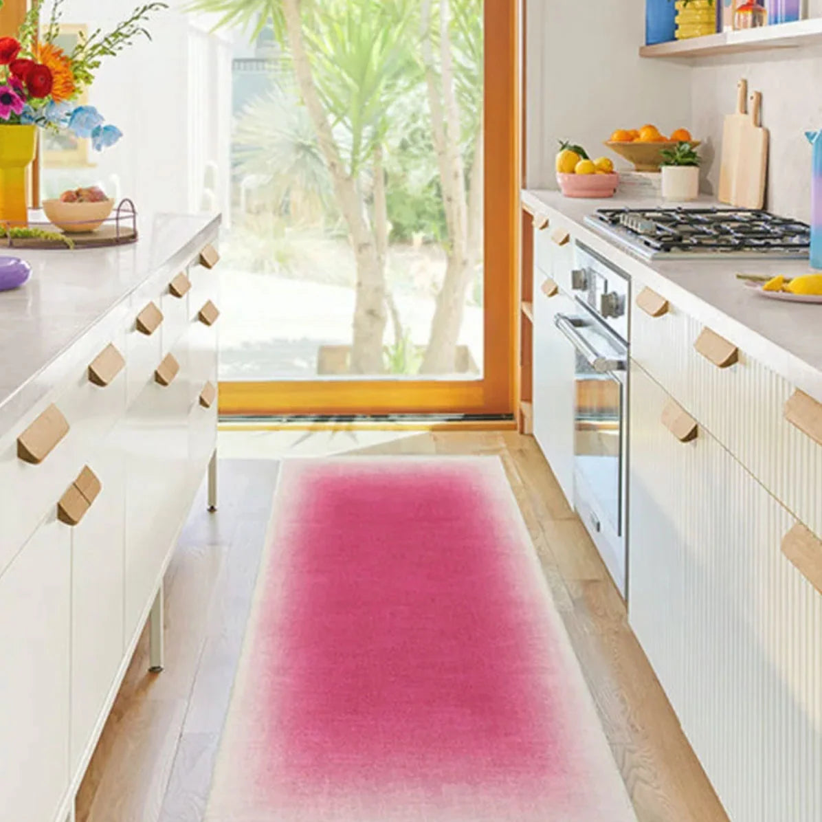 Rug Pink Gradient Polyester Machine Washable