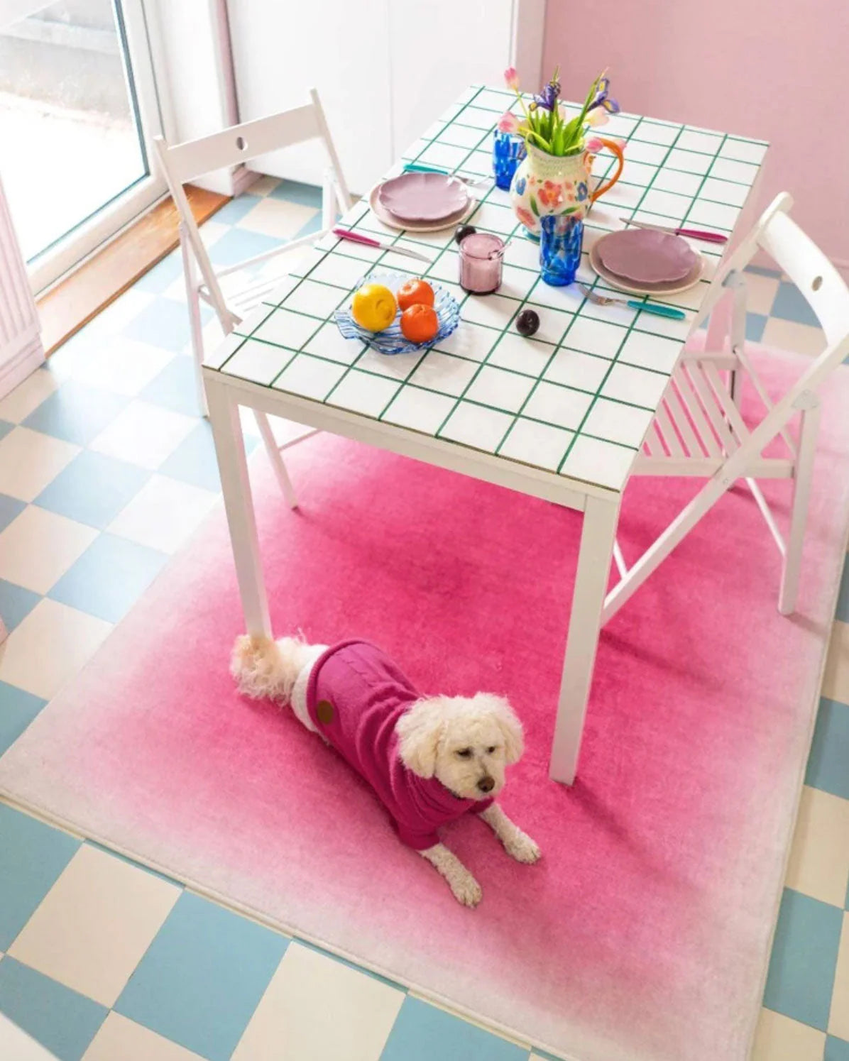 Rug Pink Gradient Polyester Machine Washable