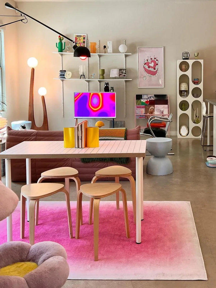 Rug Pink Gradient Polyester Machine Washable
