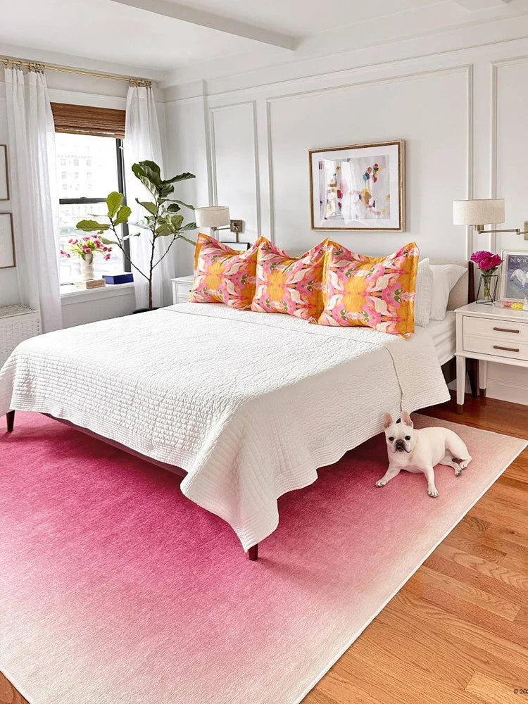 Rug Pink Gradient Polyester Machine Washable